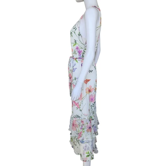 Calvin Klein Asymmetrical Ruffled Pink and Purple Maxi Dress - Picture 6 of 7